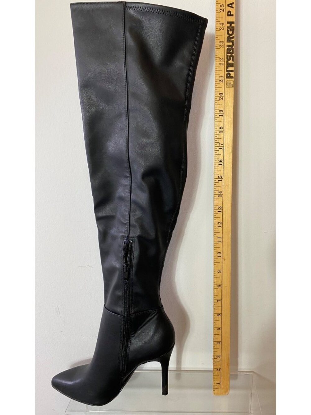 Charles David Debutante Black Over-The-Knee Stiletto Boots Size 7.5M Side Zip - Picture 3 of 9